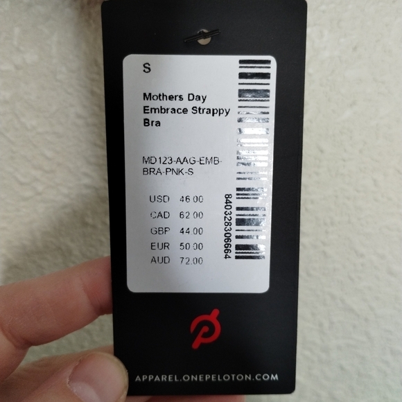 Peloton Heathered Pink Mother's Day Embrace Strappy Bra Women's size Small - Picture 4 of 5